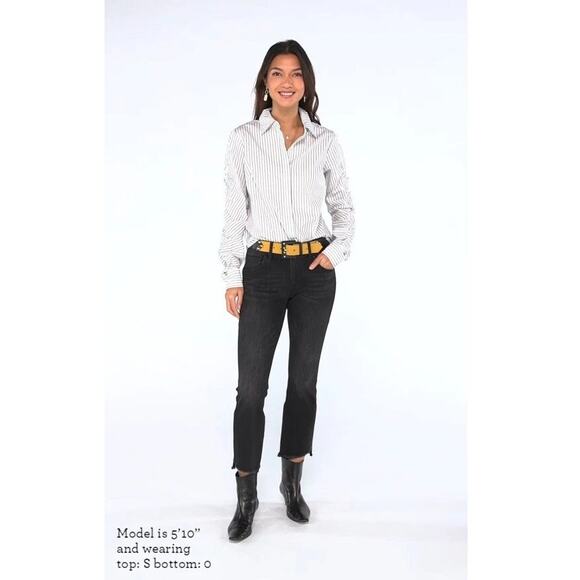 NWT CAbi #4530 Women's White Black Stripes Button Up Linear Shirt Size Medium - Picture 1 of 8